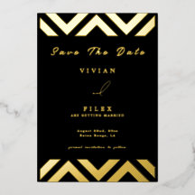 Klassieke Gouden Lijn Golf Save The Date Kaart