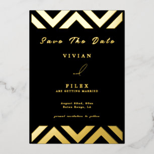Klassieke Gouden Lijn Golf Save The Date Kaart