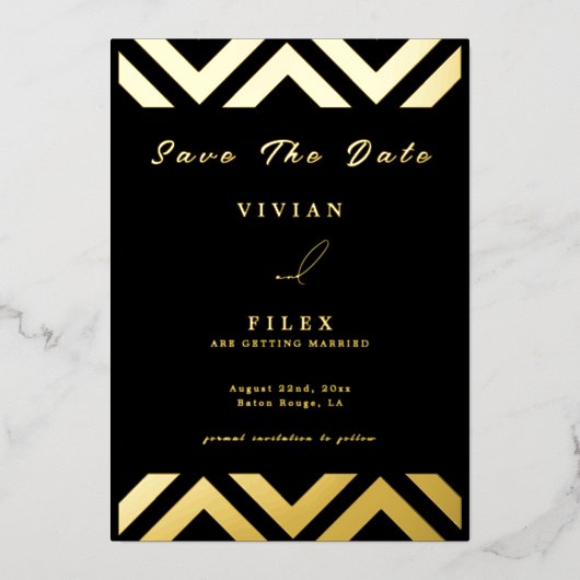 Klassieke Gouden Lijn Golf Save The Date Kaart (Voorkant)