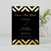 Klassieke Gouden Lijn Golf Save The Date Kaart (Staand Voorkant)