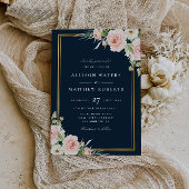 klassieke gouden lijst marjoor & blush floral brui kaart