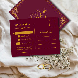 Klassieke gouden lijst trouw-RSVP-ansichtkaart Briefkaart