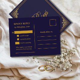 Klassieke gouden lijst trouw-RSVP-ansichtkaart Briefkaart