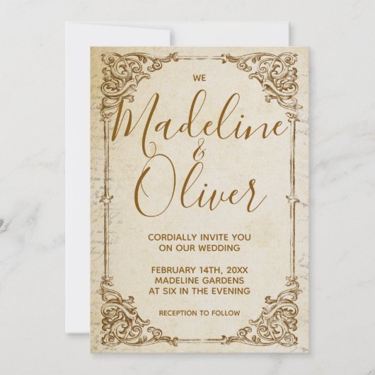 klassieke gouden Lijst-uitnodiging Kaart (Voorkant)