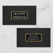 Klassieke Gouden Metallic Banner | Zwart leder Visitekaartje (Voorkant / Achterkant)