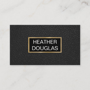 Klassieke Gouden Metallic Banner   Zwart Leer Visitekaartje