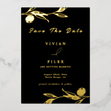 Klassieke Gouden Mini bloemen Save The Date Kaart