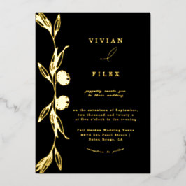 Klassieke gouden mini bloemencapsule bruiloft folie uitnodiging