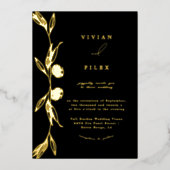 Klassieke gouden mini bloemencapsule bruiloft folie uitnodiging (Voorkant)