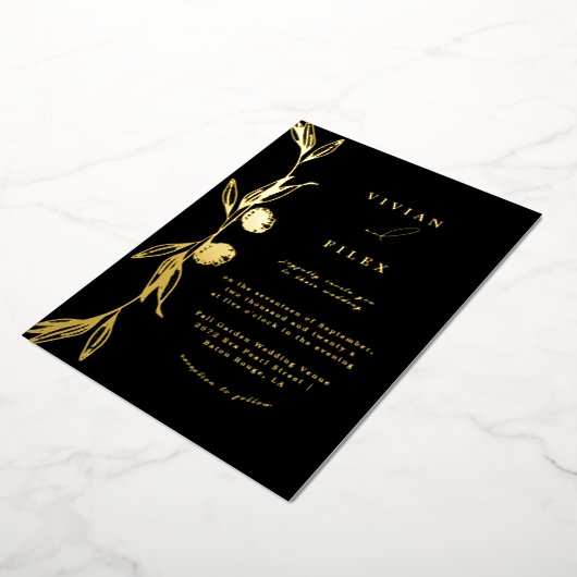 Klassieke gouden mini bloemencapsule bruiloft folie uitnodiging (Gedraaid)