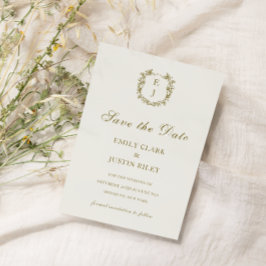 Klassieke Gouden Monogram Bewaar de Datum Bruiloft Kaart