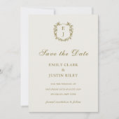 Klassieke Gouden Monogram Bewaar de Datum Bruiloft Kaart (Voorkant)