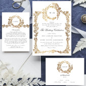 Klassieke Gouden Monogram Botanische Kreeft Trouwe Informatiekaartje