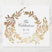 Klassieke Gouden Monogram Botanische Kreeft Trouwe Likeurfles Etiket (Enkel label)