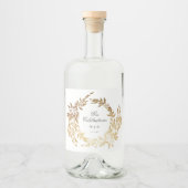 Klassieke Gouden Monogram Botanische Kreeft Trouwe Likeurfles Etiket (Voorkant)