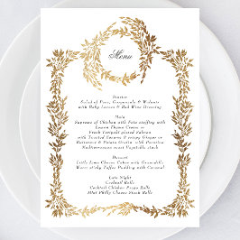 Klassieke Gouden Monogram Botanische Kreeft Trouwe Menu