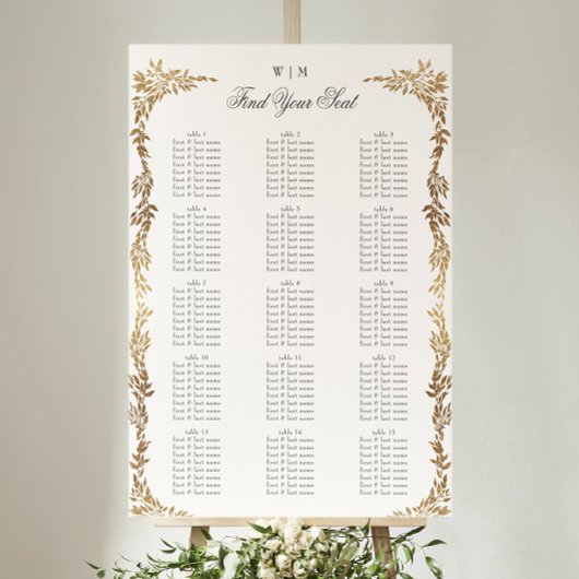 Klassieke Gouden Monogram Botanische Kreeft Trouwe Poster