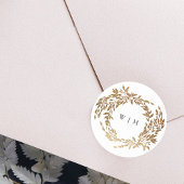Klassieke Gouden Monogram Botanische Kreeft Trouwe Ronde Sticker