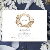 Klassieke Gouden Monogram Botanische Kreeft Trouwe RSVP Kaartje