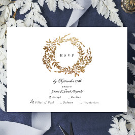 Klassieke Gouden Monogram Botanische Kreeft Trouwe RSVP Kaartje