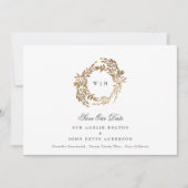 Klassieke Gouden Monogram Botanische Kreeft Trouwe Save The Date (Voorkant)