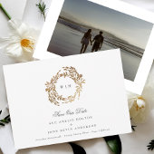 Klassieke Gouden Monogram Botanische Kreeft Trouwe Save The Date