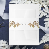 Klassieke Gouden Monogram Botanische Kreeft Trouwe Uitnodigingen Wikkel