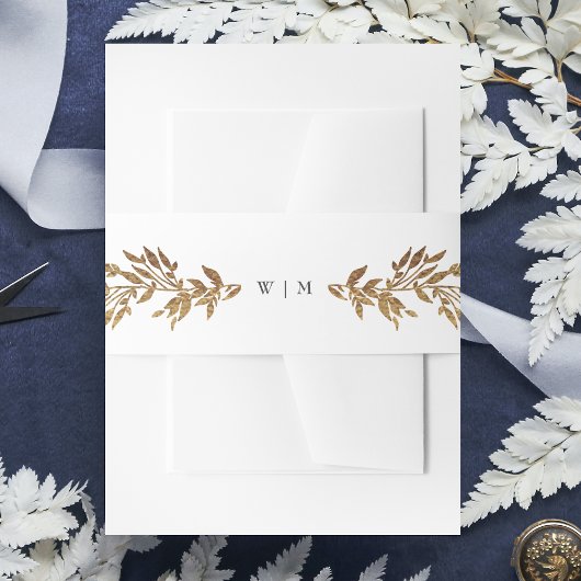 Klassieke Gouden Monogram Botanische Kreeft Trouwe Uitnodigingen Wikkel