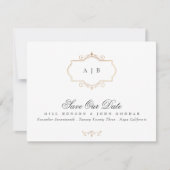 klassieke gouden monogram foto behalve de datum aankondiging (Voorkant)