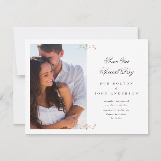 klassieke gouden monogram foto behalve de datum aankondiging (Achterkant)