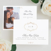 klassieke gouden monogram foto behalve de datum aankondiging