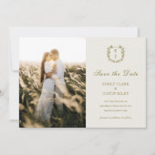 Klassieke Gouden Monogram Foto sparen de Datum Bru Kaart (Voorkant)