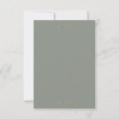 Klassieke Gouden Monogram Sage Groene Bruiloft RSVP Kaartje (Achterkant)