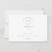 klassieke gouden monogram website QR CODE BACK sag RSVP Kaartje (Voorkant)