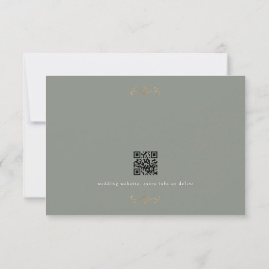 klassieke gouden monogram website QR CODE BACK sag RSVP Kaartje (Achterkant)