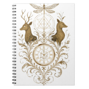 Klassieke Gouden Natuur & Tijd Artistieke Illustra Notitieboek