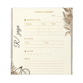 Klassieke gouden pastel cute fiets Fitness Planner Notitieblok