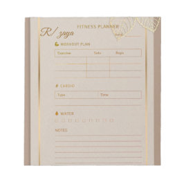 Klassieke gouden pastel waterverf fitnessplanner notitieblok
