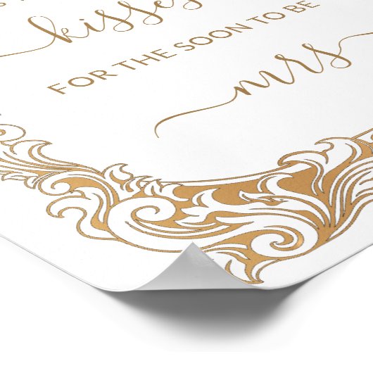 Klassieke Gouden Rand Wit Hoeveel Kisses Spel Poster (Hoek)