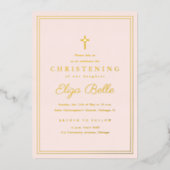 Klassieke Gouden Religieuze doop Folie Uitnodiging (Voorkant)