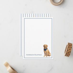Klassieke Gouden Retriever en Strepen Notitiekaartje