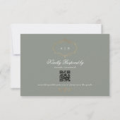 klassieke gouden salie groen QR CODE bruiloft webs RSVP Kaartje (Voorkant)