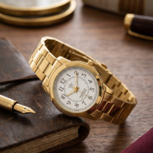 Klassieke gouden schakelarmbandhorloge met minimal horloge