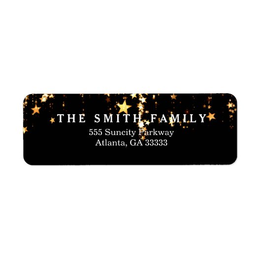 Klassieke Gouden Sterren Modern Kerstmis Etiket (Voorkant)