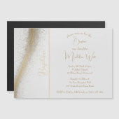 Klassieke Gouden Stofdoop Magnetische Uitnodiging (Voorkant / Achterkant)