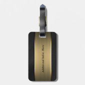 Klassieke gouden streep op zwart | Gepersonaliseer Bagagelabel (Achterkant verticaal)