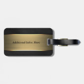 Klassieke gouden streep op zwart | Gepersonaliseer Bagagelabel (Achterkant horizontaal)