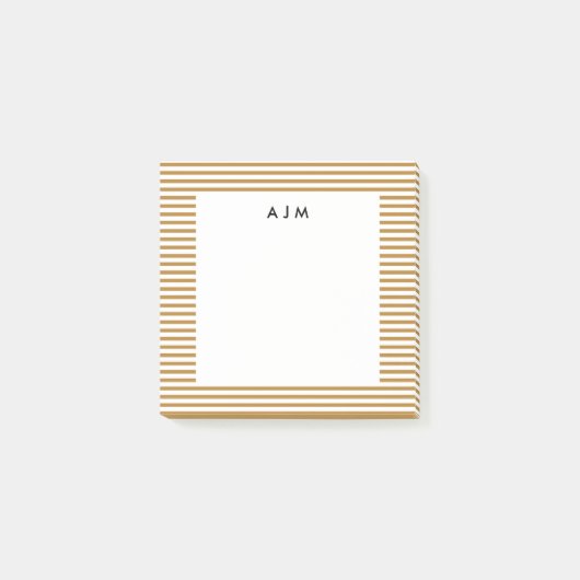 Klassieke Gouden Strepen Monogram Post-it® Notes (Voorkant)