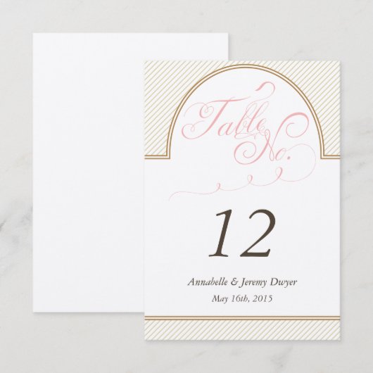 Klassieke Gouden Strepen Tafelnummer (Voorkant / Achterkant)