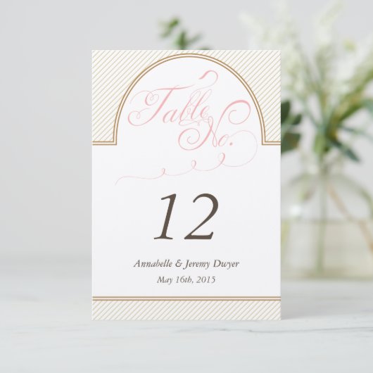 Klassieke Gouden Strepen Tafelnummer (Staand voorkant)